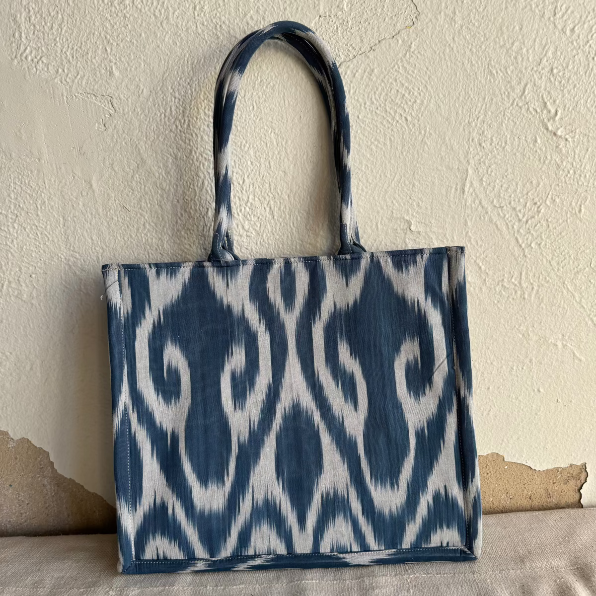 Large Square Silk Ikat Tote from Uzbekistan Tote Fergana Aziz 
