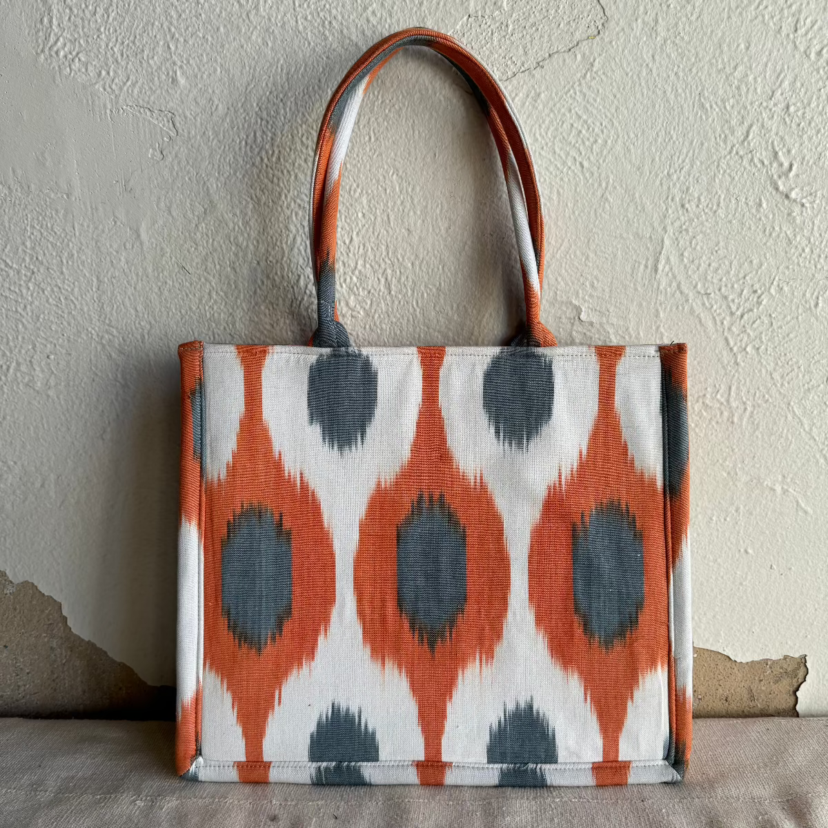Large Square Silk Ikat Tote from Uzbekistan Tote Fergana Aziz 