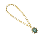 Large Turquoise Pendant on Rectangular Gold Chain Necklace Eyup Gunduz 