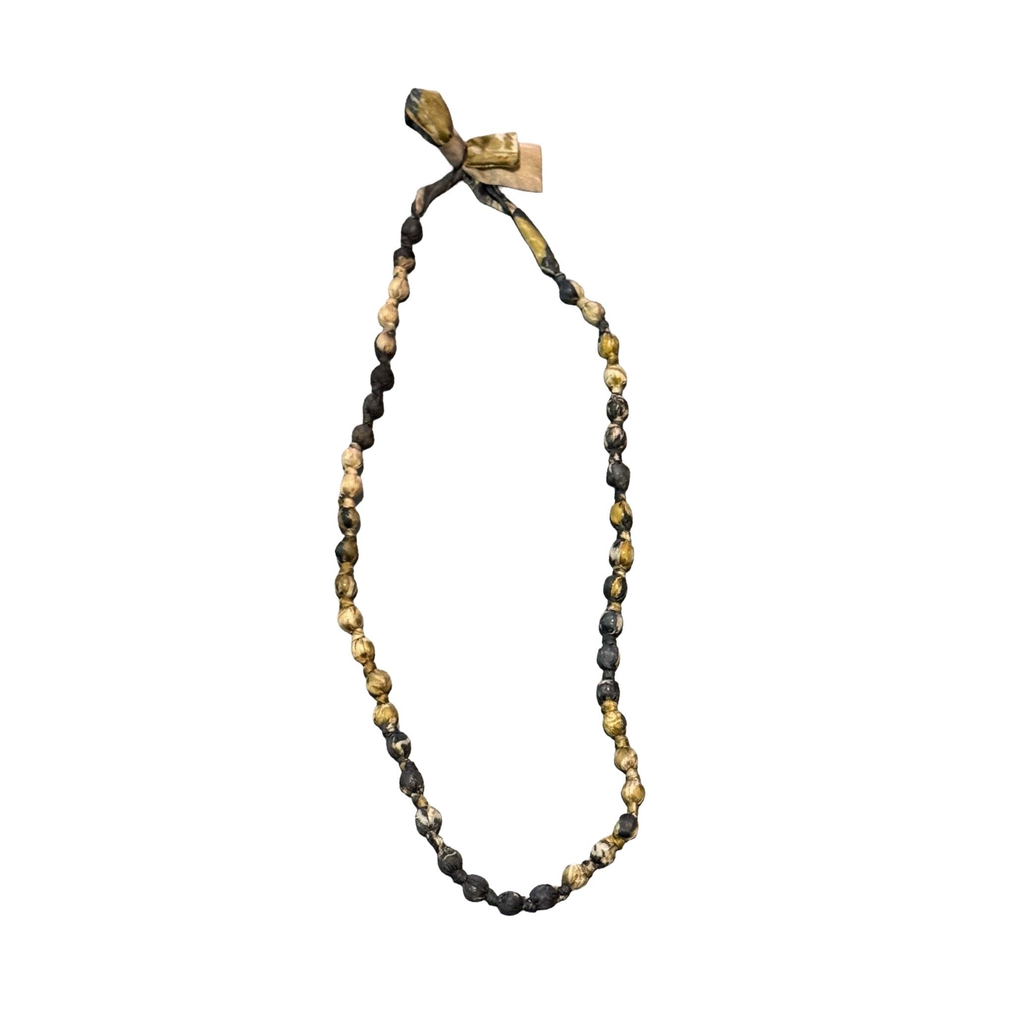 Leaf Dyed Silk Beaded Necklace with Tie Closure Necklace Phriamom Cambodia 