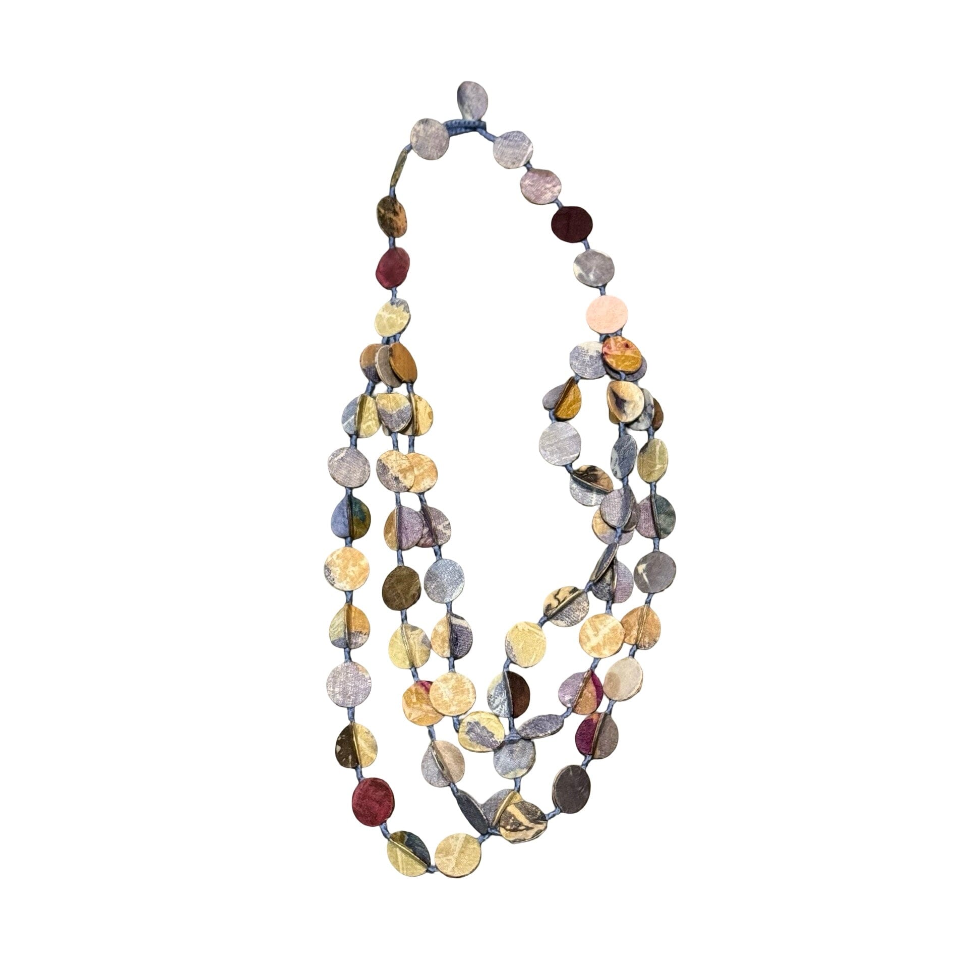 Leaf Dyed Silk Disc-shaped Layered Medallion Necklace Necklace Phriamom Cambodia C 