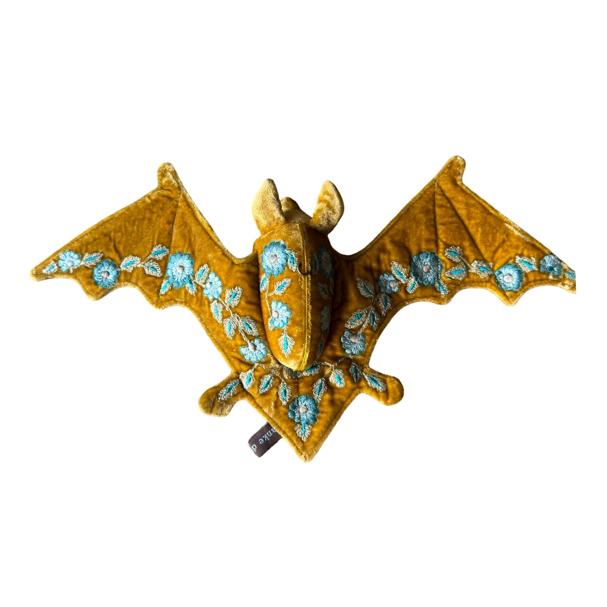 MOIRA Hand Embroidered Silk Velvet Bat Objet d'Art Anke Drechsel Antique Gold 