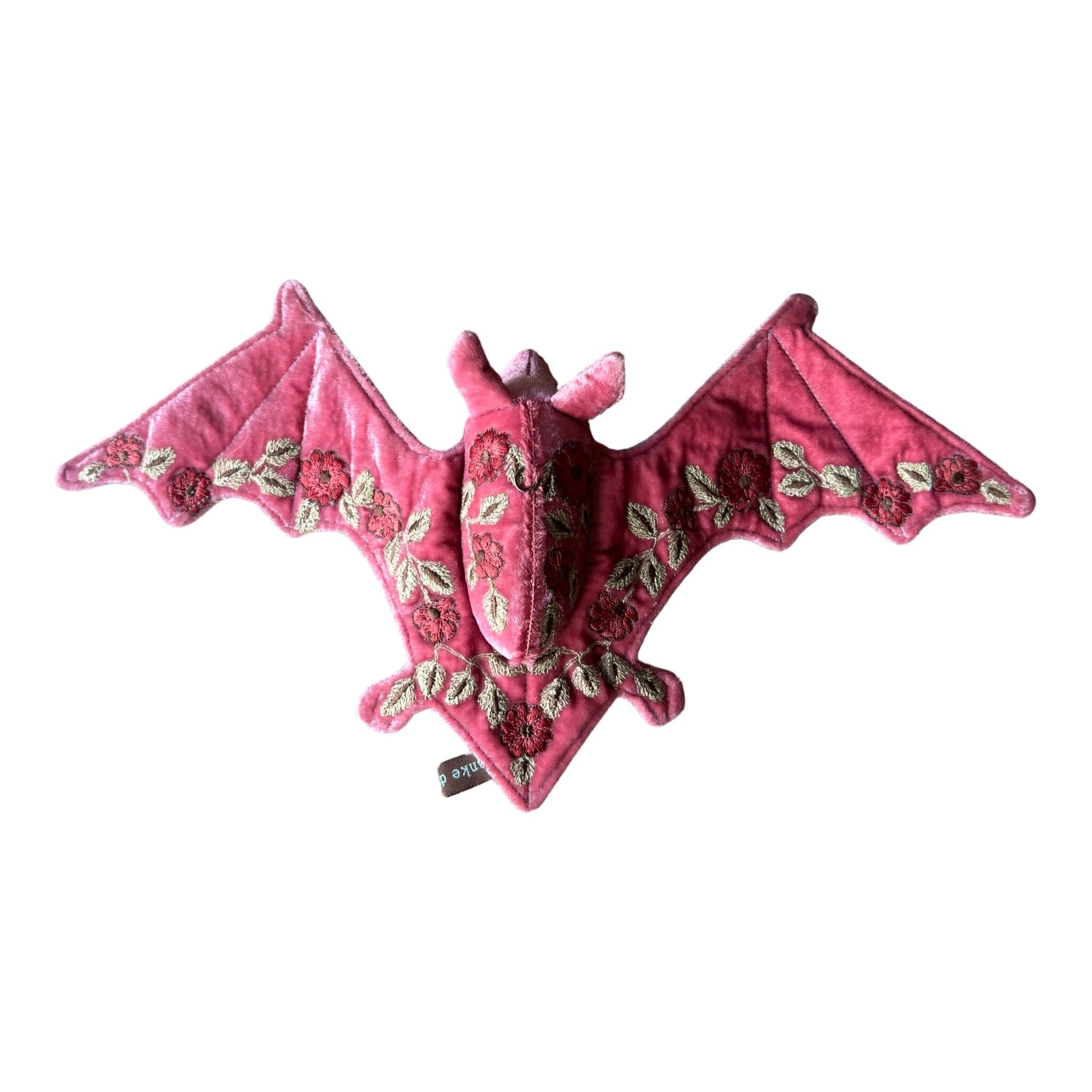 MOIRA Hand Embroidered Silk Velvet Bat Objet d'Art Anke Drechsel Poppy 
