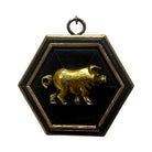 Painted Hexagon Frame with Pig (#10783 | 3 1/4" x 1") Objet d'Art Museum Bees 