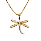 Pearl and Turquoise Dragonfly Pendant on a Brass Chain Necklace Eyup Gunduz 