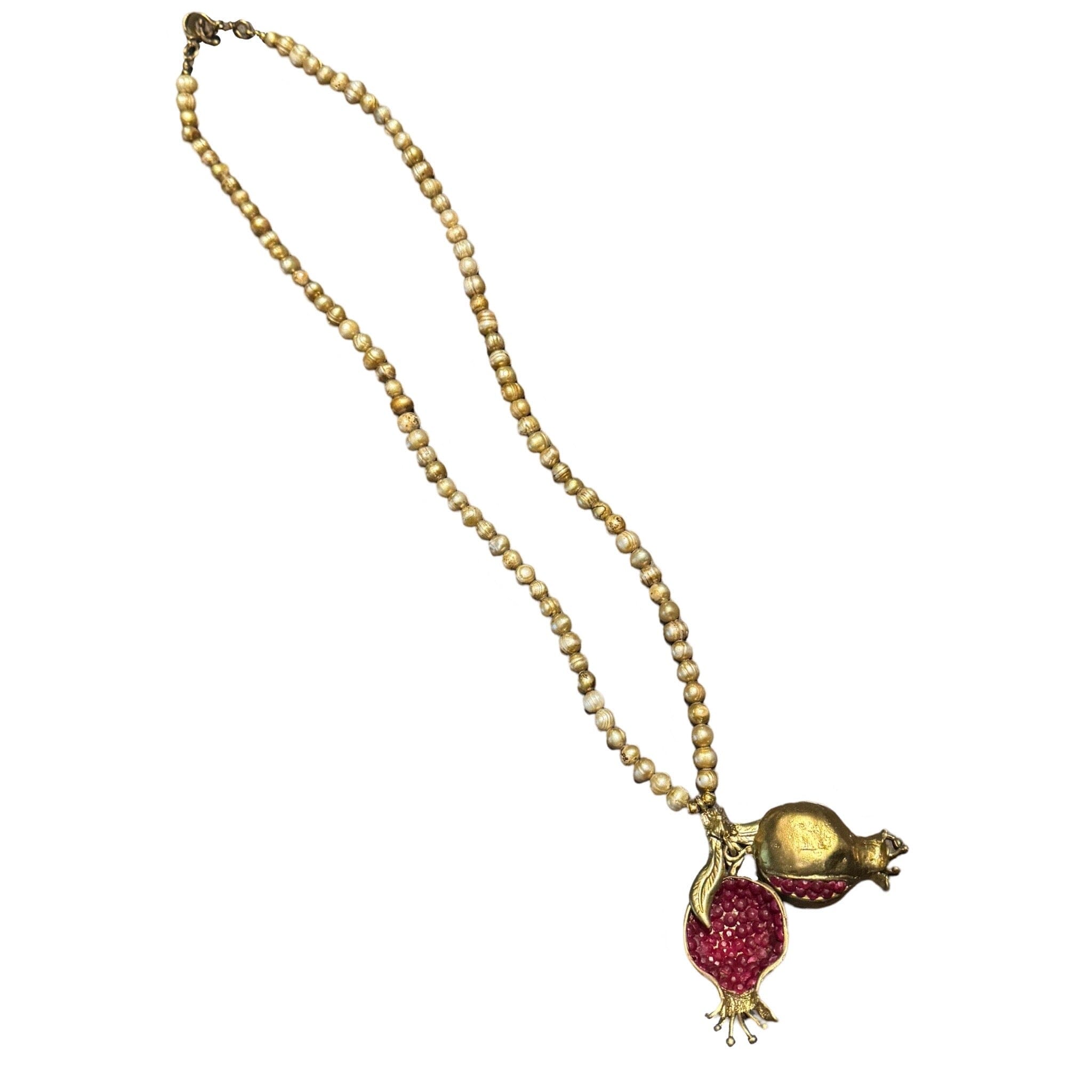 Pearl Necklace with Hand Crafted Pomegranate Pendant Necklace Eyup Gunduz 