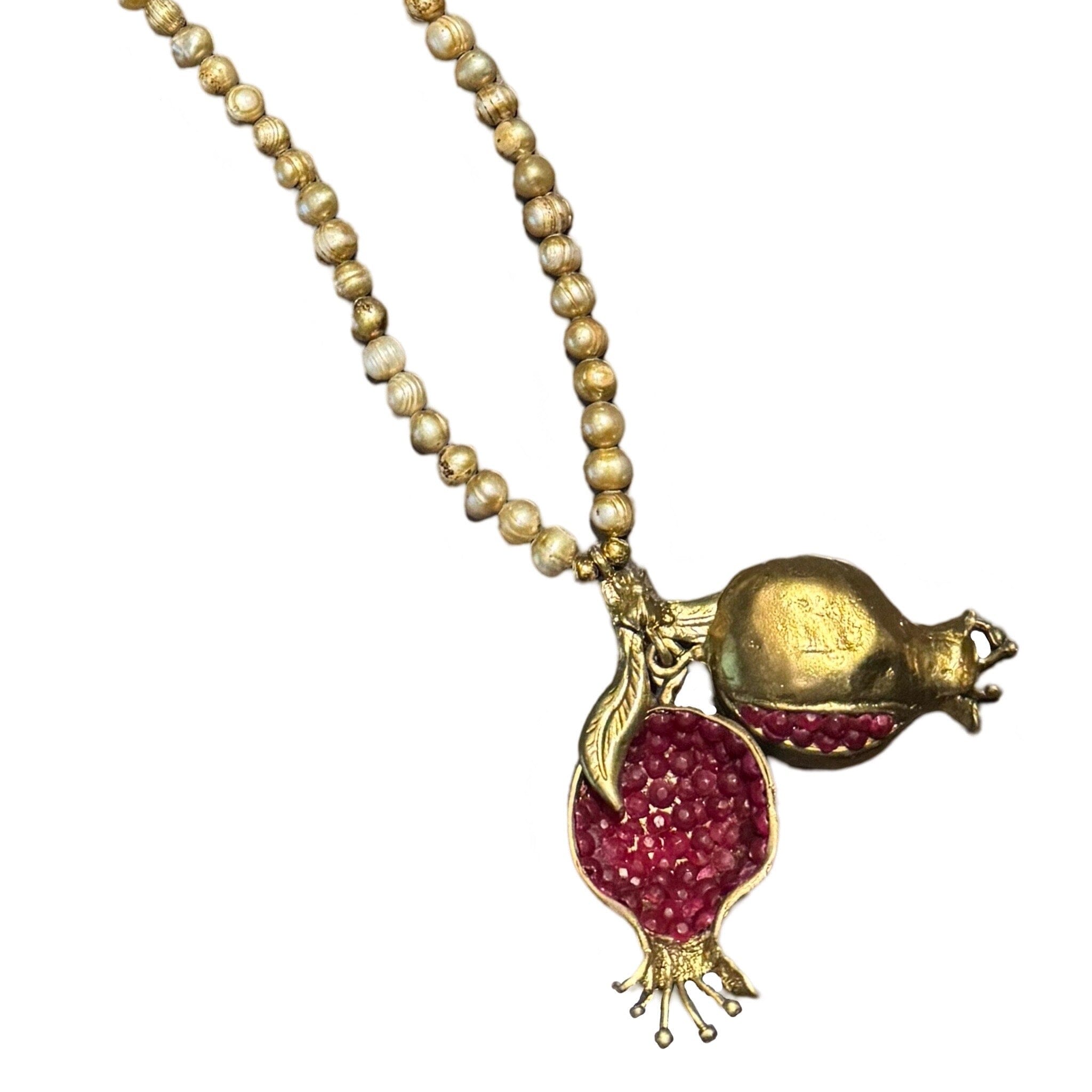 Pearl Necklace with Hand Crafted Pomegranate Pendant Necklace Eyup Gunduz A | #8367 