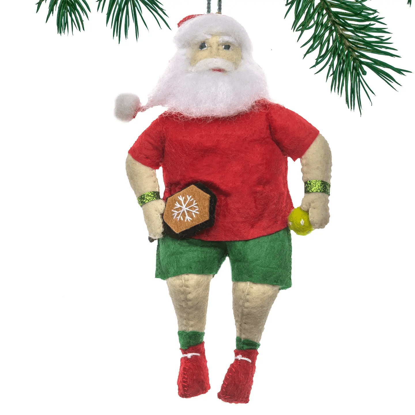 "Pickleball Santa Clause" Felt Ornament Holiday Ornaments Silk Road Bazar 