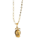 Pomegranate Pendant on Gold Chain with Natural Agate Necklace Eyup Gunduz Aged Pearl Pomegranate 