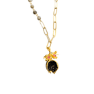 Pomegranate Pendant on Gold Chain with Natural Agate Necklace Eyup Gunduz Black Pomegranate 