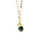 Pomegranate Pendant on Gold Chain with Natural Agate Necklace Eyup Gunduz Green Pomegranate 