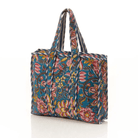 Quilted Block Print Cotton Travel Tote Tote Serrv International Bright Flowers 