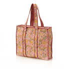 Quilted Block Print Cotton Travel Tote Tote Serrv International Marigold Blush 