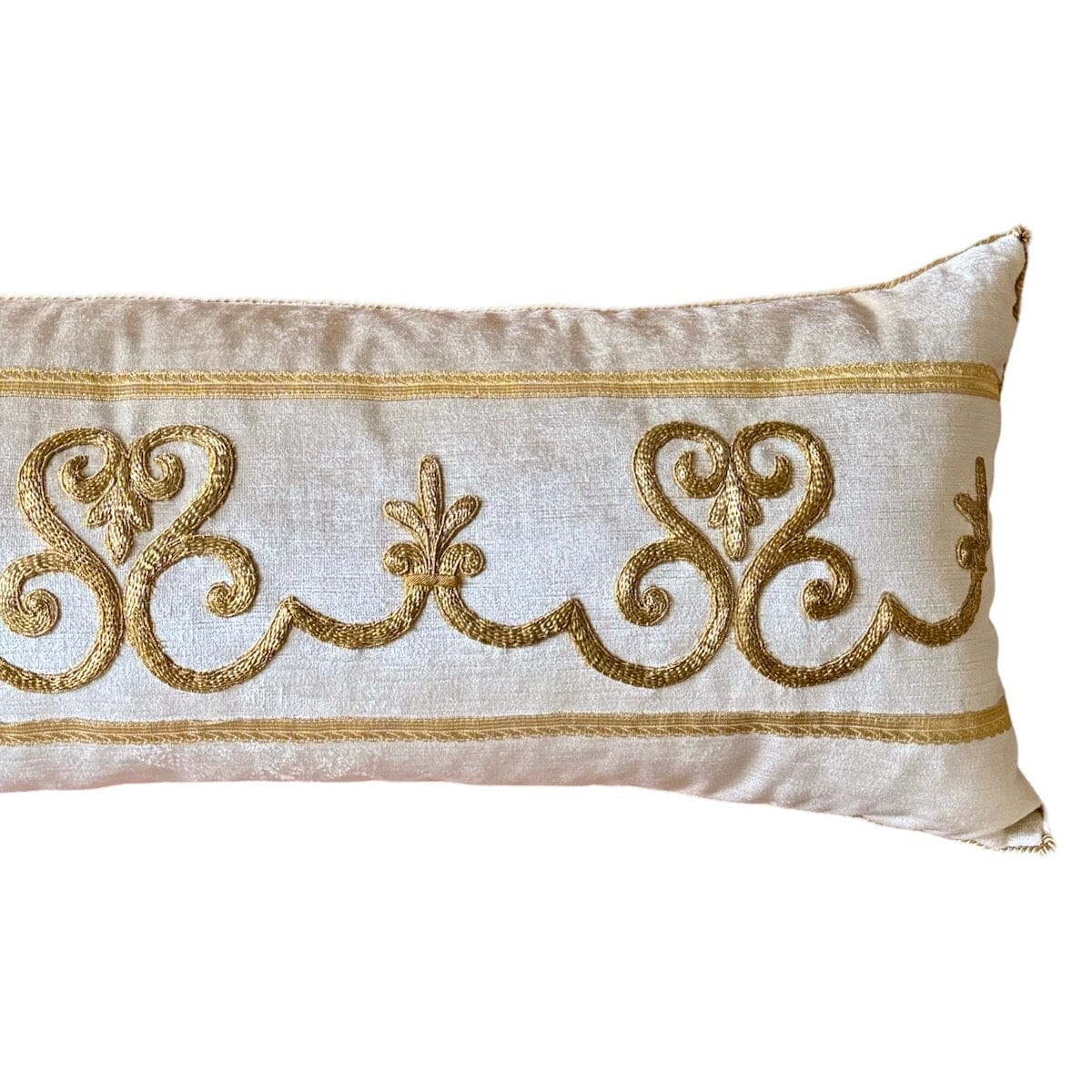 RESERVED: 1920s European Gold Metallic Embroidery (#E022924 | 13 x 46") New Pillows B. Viz Design 