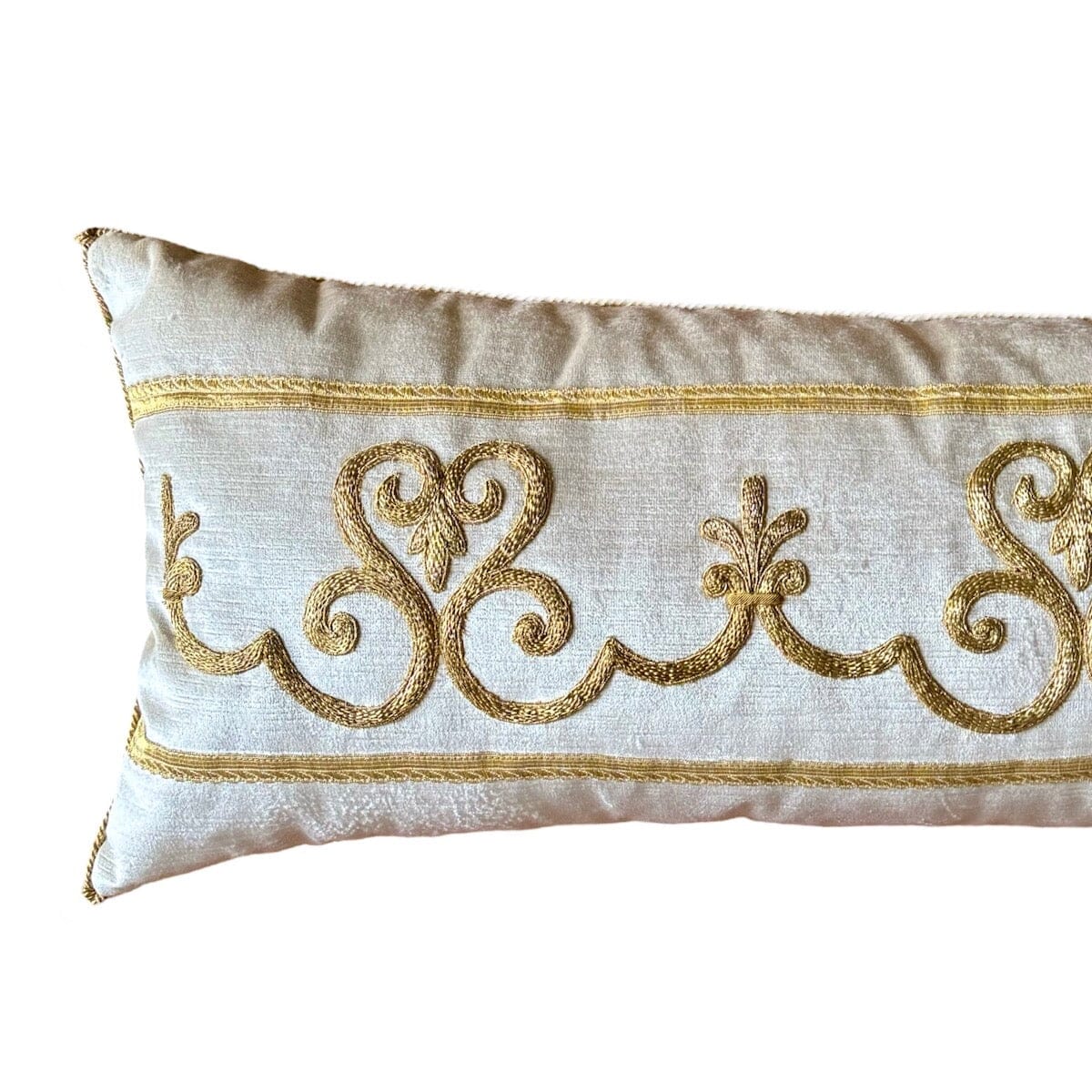 RESERVED: 1920s European Gold Metallic Embroidery (#E022924 | 13 x 46") New Pillows B. Viz Design 