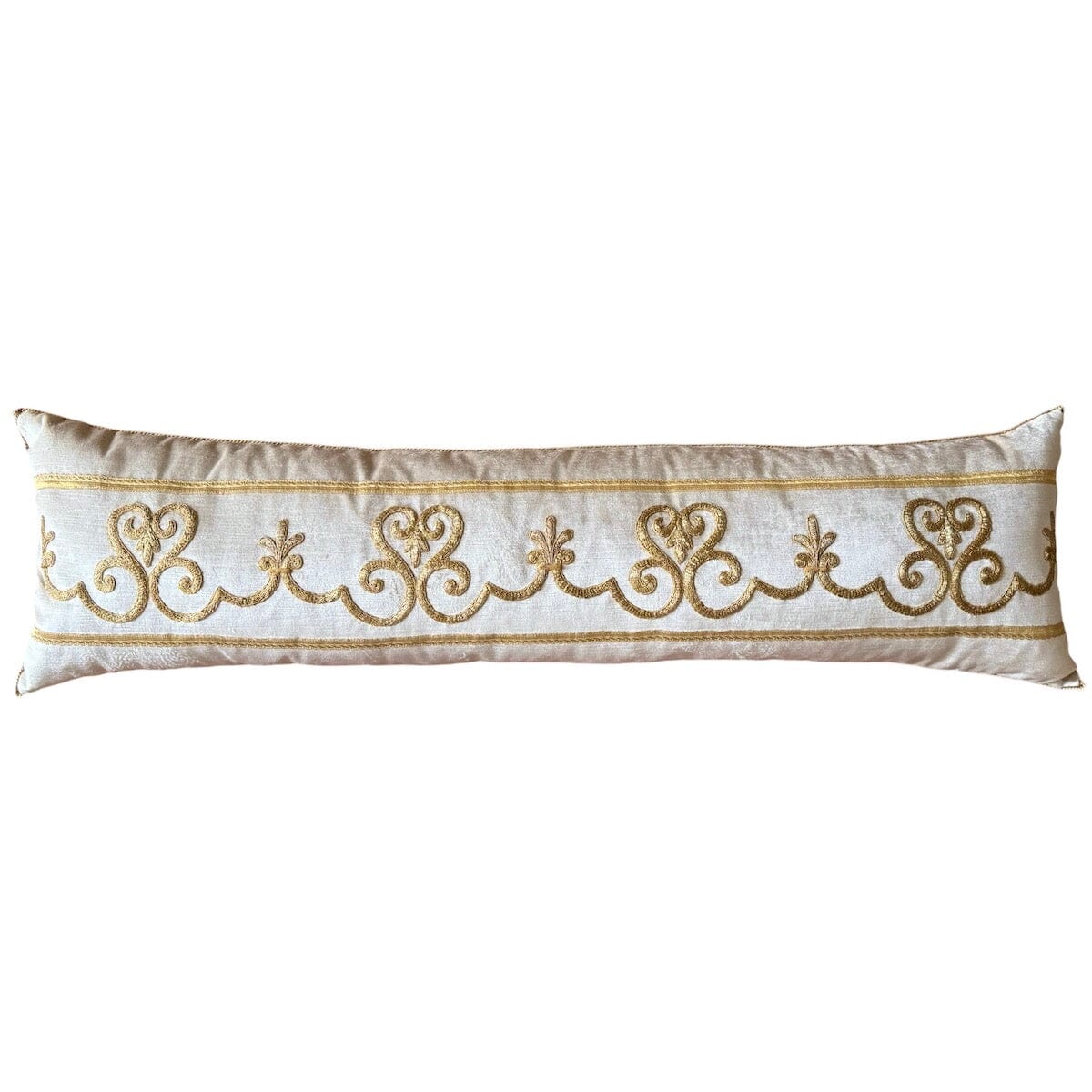 RESERVED: 1920s European Gold Metallic Embroidery (#E022924 | 13 x 46") New Pillows B. Viz Design 