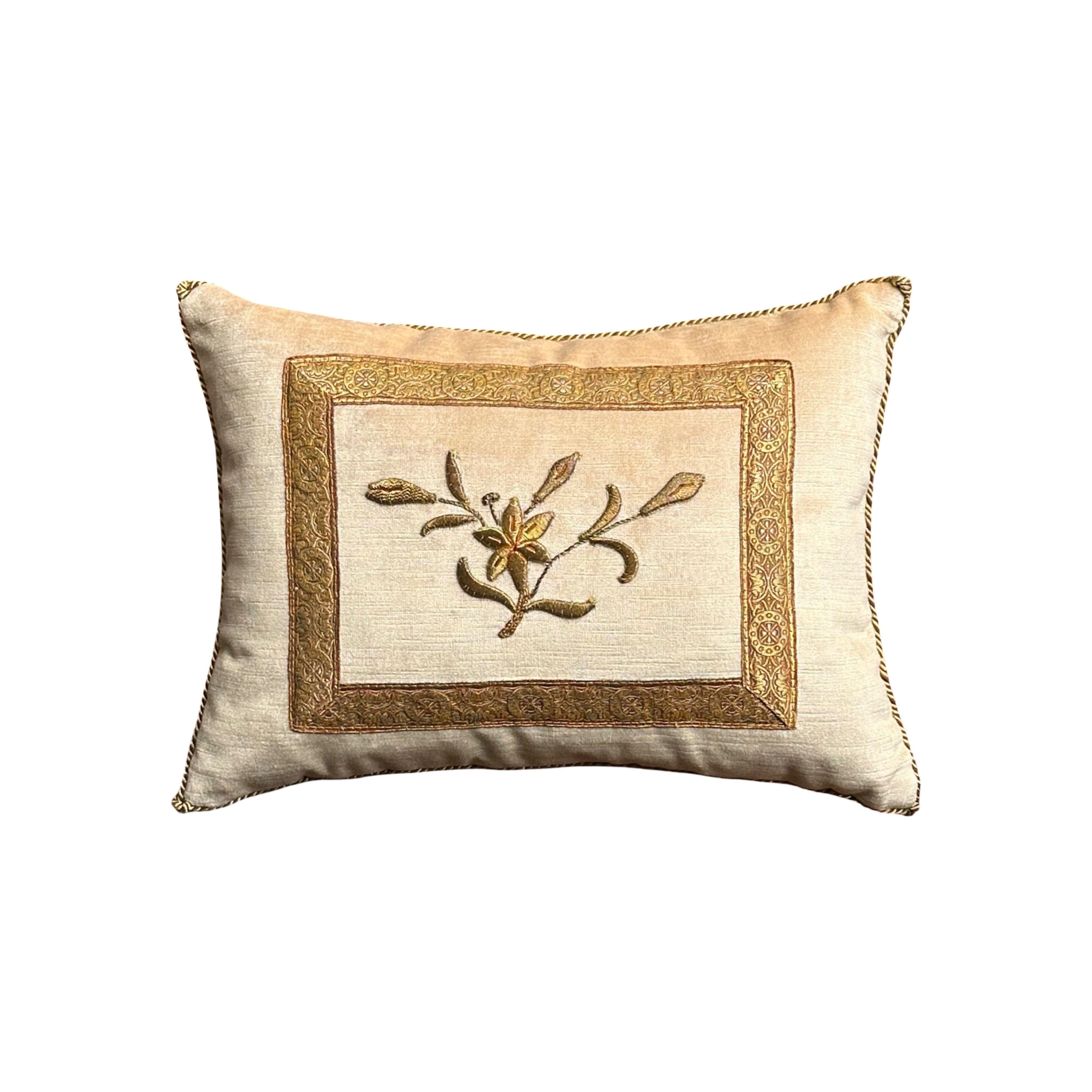 RESERVED: Antique Ottoman Empire Raised Gold Embroidery (#E050525A&B | 11 x 15") New Pillows B. Viz Design 