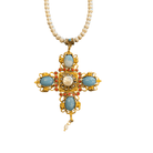 Seed Pearl Necklace with a Vintage-Inspired Cross Pendant Necklace Eyup Gunduz 