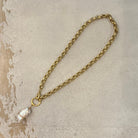 Short Matte Lariat with Baroque Pearl Pendant New Jewelry Bittersweet designs 