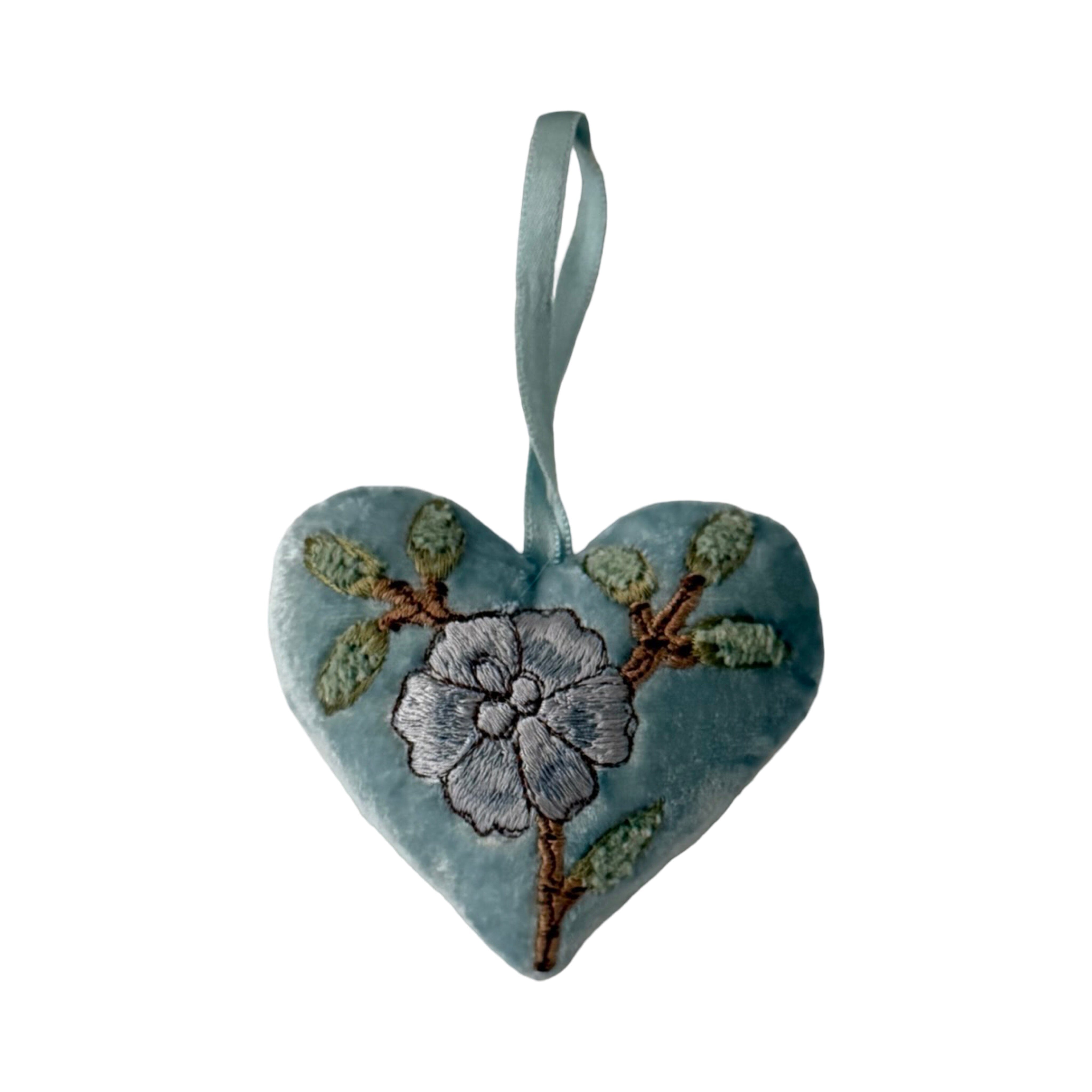 Silk Velvet Hand Embroidered Heart Ornaments Ornament Anke Drechsel EE 