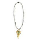 Silver Freshwater Pearl Necklace with Gold Leaf Jeweled Pendant Necklace Eyup Gunduz 