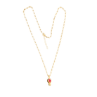 Simple Gold and Red Pomegranate Pendant on Gold Chain Necklace Eyup Gunduz 