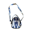 Small Ikat Satchel Purse with Two Zipper Pockets Purse Fergana Aziz Blue and White 