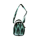 Small Ikat Satchel Purse with Two Zipper Pockets Purse Fergana Aziz Green and Black 