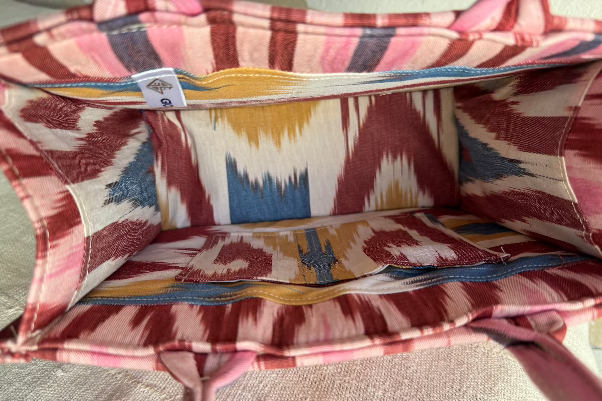 Small Square Silk Ikat Purse from Uzbekistan Tote Fergana Aziz 