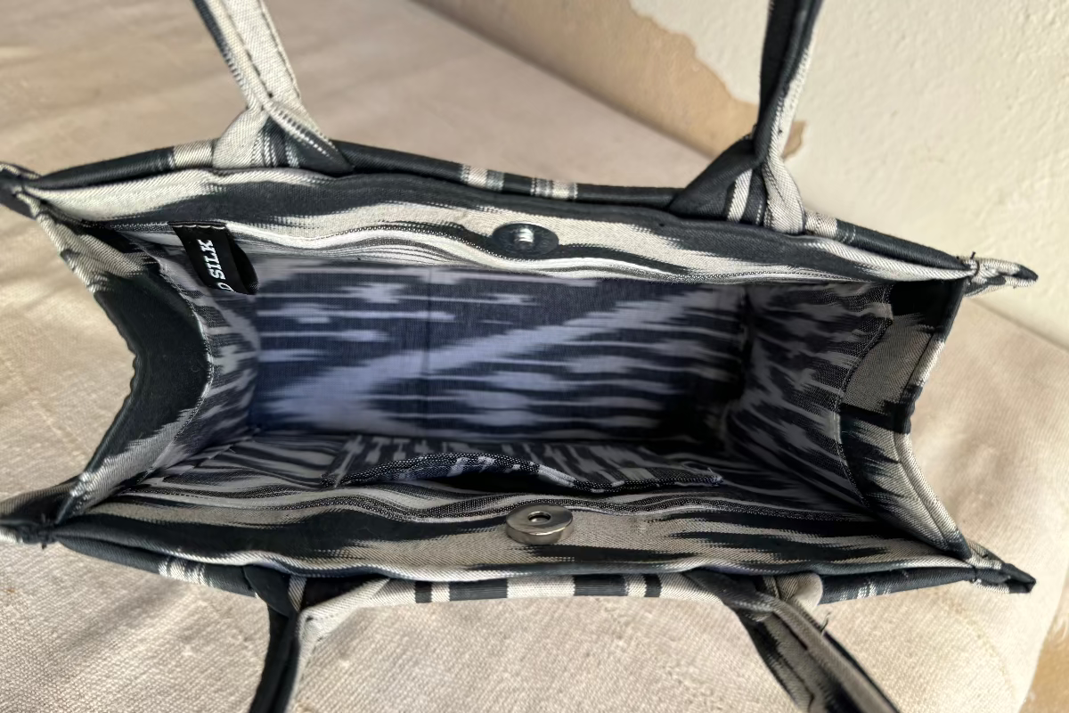 Small Square Silk Ikat Purse from Uzbekistan Tote Fergana Aziz 