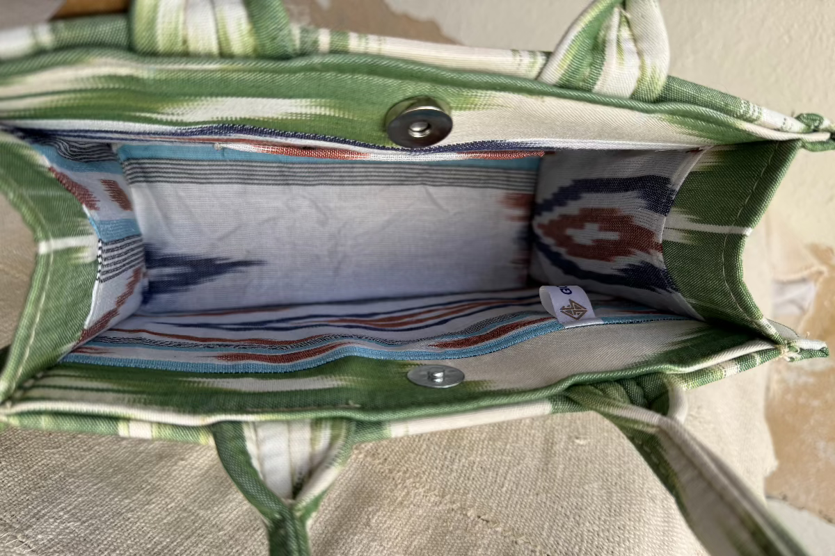 Small Square Silk Ikat Purse from Uzbekistan Tote Fergana Aziz 