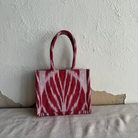 Small Square Silk Ikat Purse from Uzbekistan Tote Fergana Aziz Red and White 