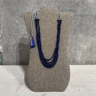 Sri Lanka Sapphire Beaded Necklace with Indian Metallic Thread Adjustable Closure Necklace Bangkok 