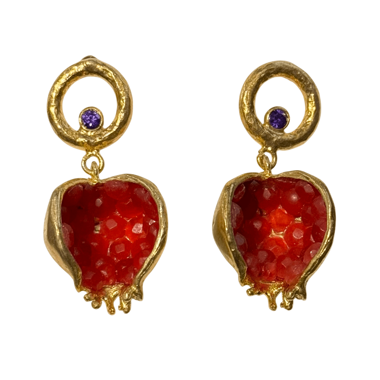 Statement Pomegranate "Seeded" Earrings Earrings Eyup Gunduz Bright Red 