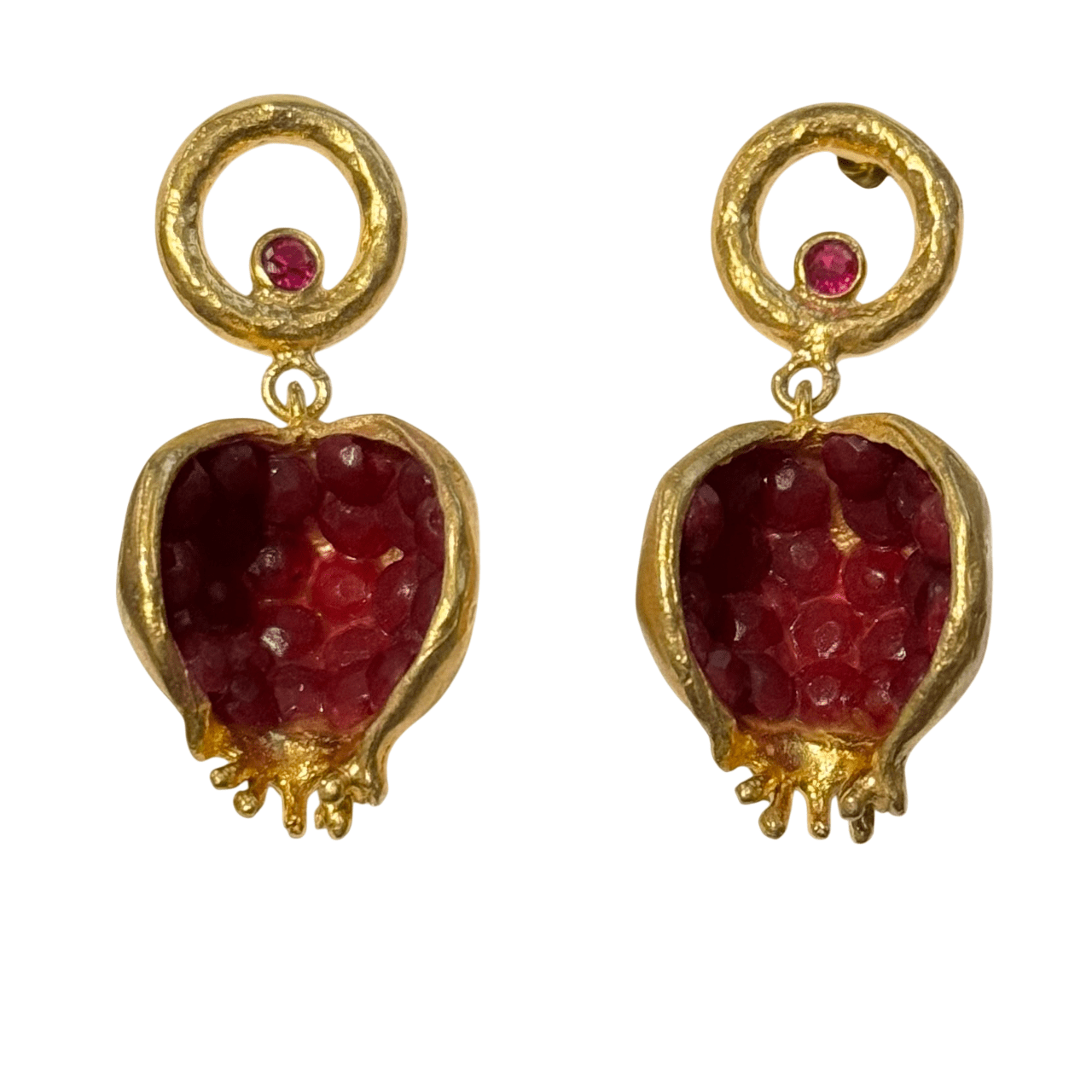 Statement Pomegranate "Seeded" Earrings Earrings Eyup Gunduz Dark Red 