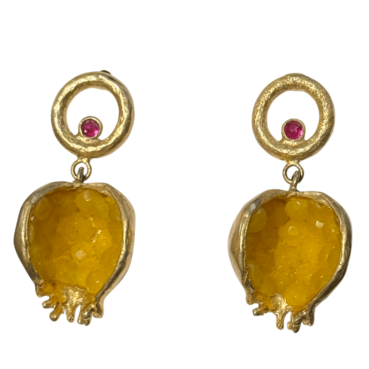 Statement Pomegranate "Seeded" Earrings Earrings Eyup Gunduz Yellow 