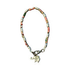 Sterling Silver and Hand Painted Beaded Bracelet with Elephant Charm Bracelet Baanpueng Handmade Shop Pink 