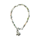 Sterling Silver and Hand Painted Beaded Bracelet with Elephant Charm Bracelet Baanpueng Handmade Shop White 