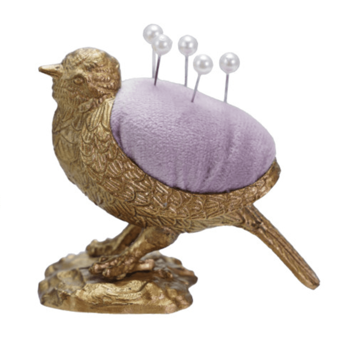 Velvet Pin Cushion with Pearl Head Pins Pin Cushion Creative Co-op Bird 