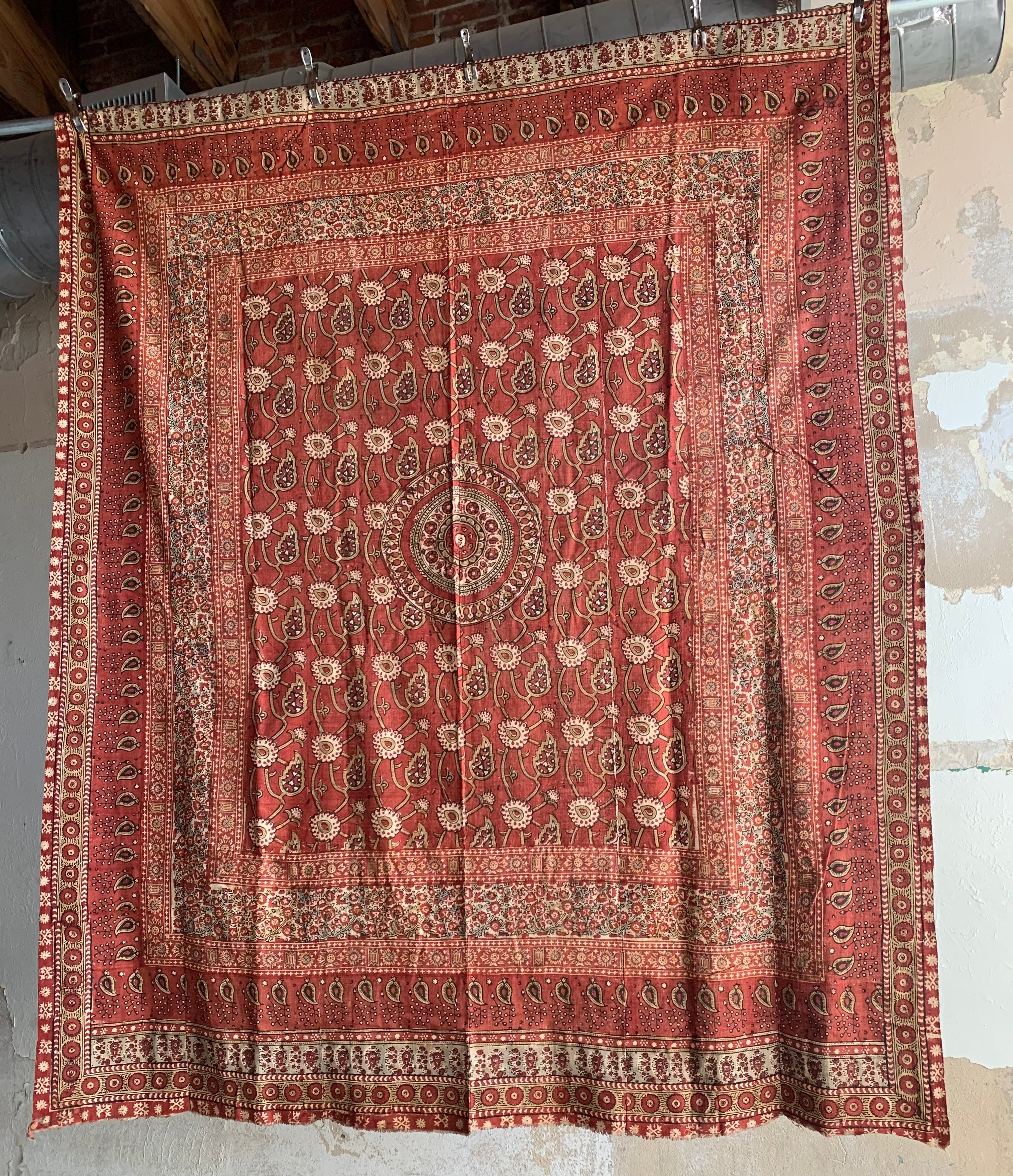 Vintage Block Print Textile from Uzbekistan (#7907 | 73 1/2 x 94") Vintage Textile Abdullah 