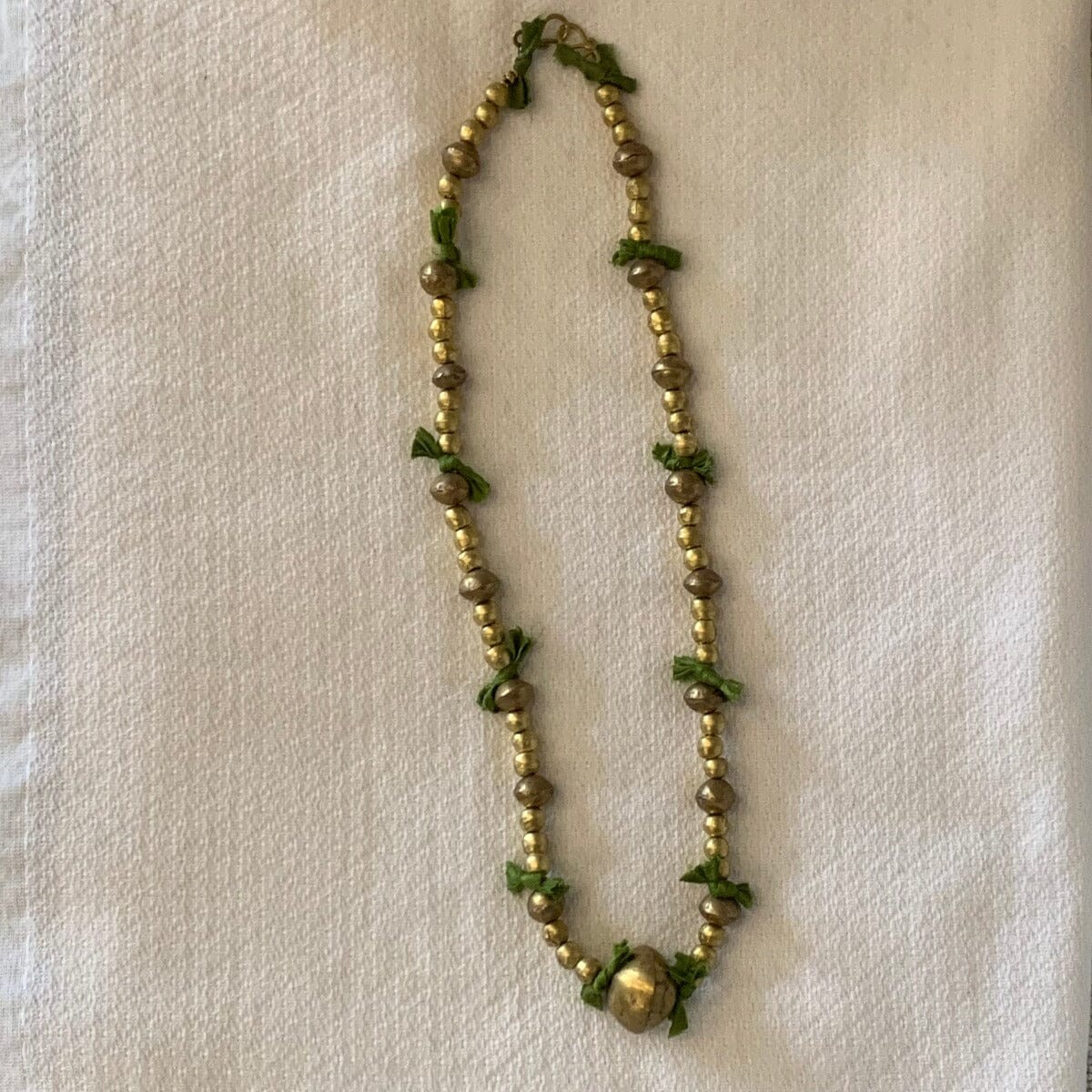 Vintage Brass and Cloth Beaded Necklace Necklace B. Viz Design 