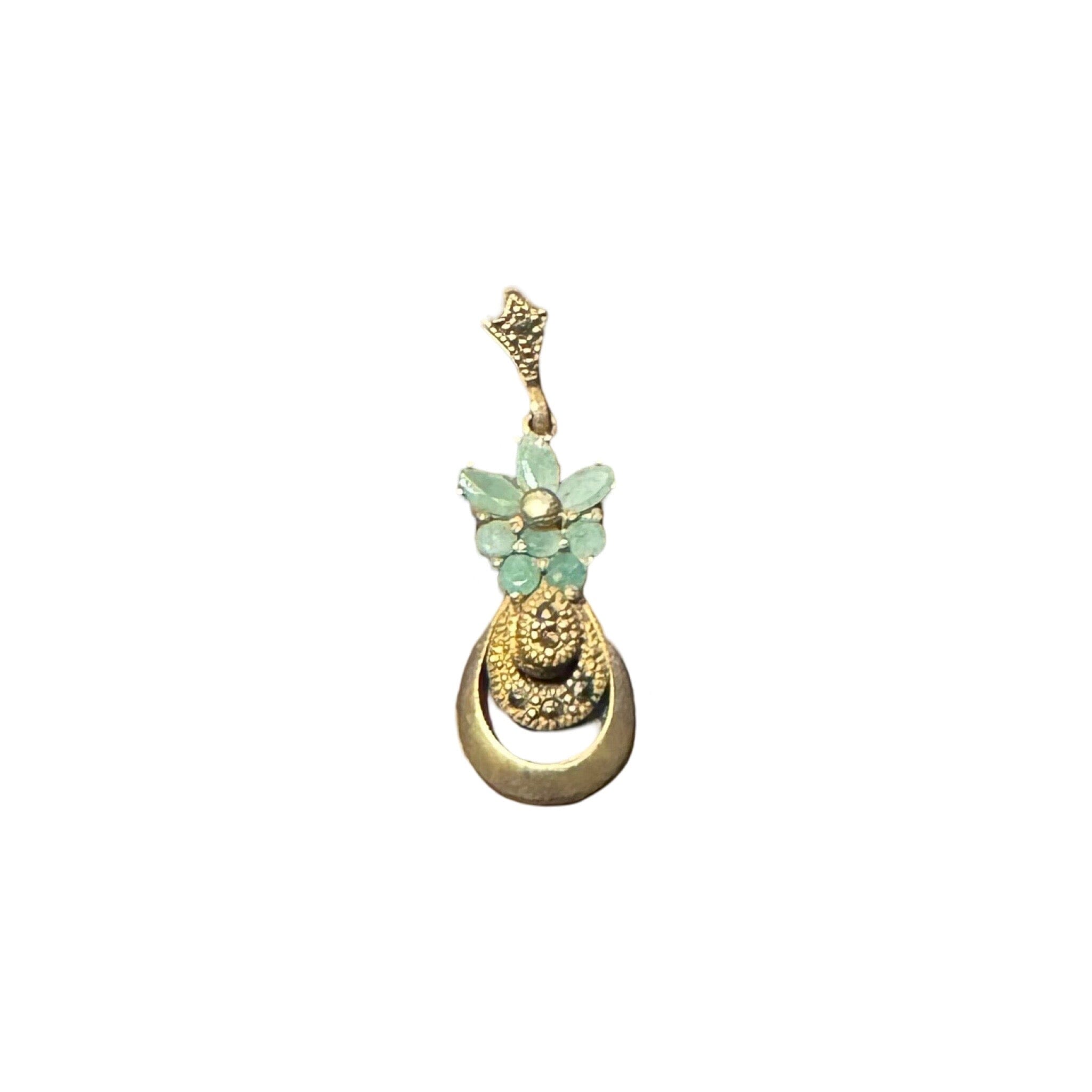 Vintage Brass Pendant with Jade Pendant Eyup Gunduz 