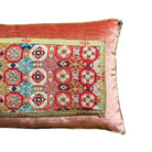 Vintage Colorful Petit Point on Coral Velvet (#M072124 | 10 1/2 x 16 1/2 ") Pillows B. Viz Design 