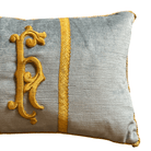 Vintage Gold Metallic Appliqué "H" Initial Pillow (#A071425 | 10 x 15") Custom Pillows B. Viz Design 