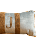 Vintage Gold Metallic Appliqué "J" Initial Pillow (#A071325 | 7 1/2 x 15") Custom Pillows B. Viz Design 