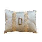 Vintage Silver Metallic Appliqué "D" Initial Pillow (#A071925 | 11 x 15") Custom Pillows B. Viz Design 