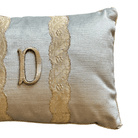 Vintage Silver Metallic Appliqué "D" Initial Pillow (#A071925 | 11 x 15") Custom Pillows B. Viz Design 