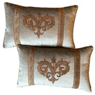 Vintage Turkish Gold Metallic Embroidery on Silver Velvet (#A100624 A&B | 18 x 11 1/4") Pillow Pair B. Viz Design 