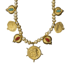 White Freshwater Pearl Necklace with Coin-Type Pomegranate Pendants Necklace Eyup Gunduz 