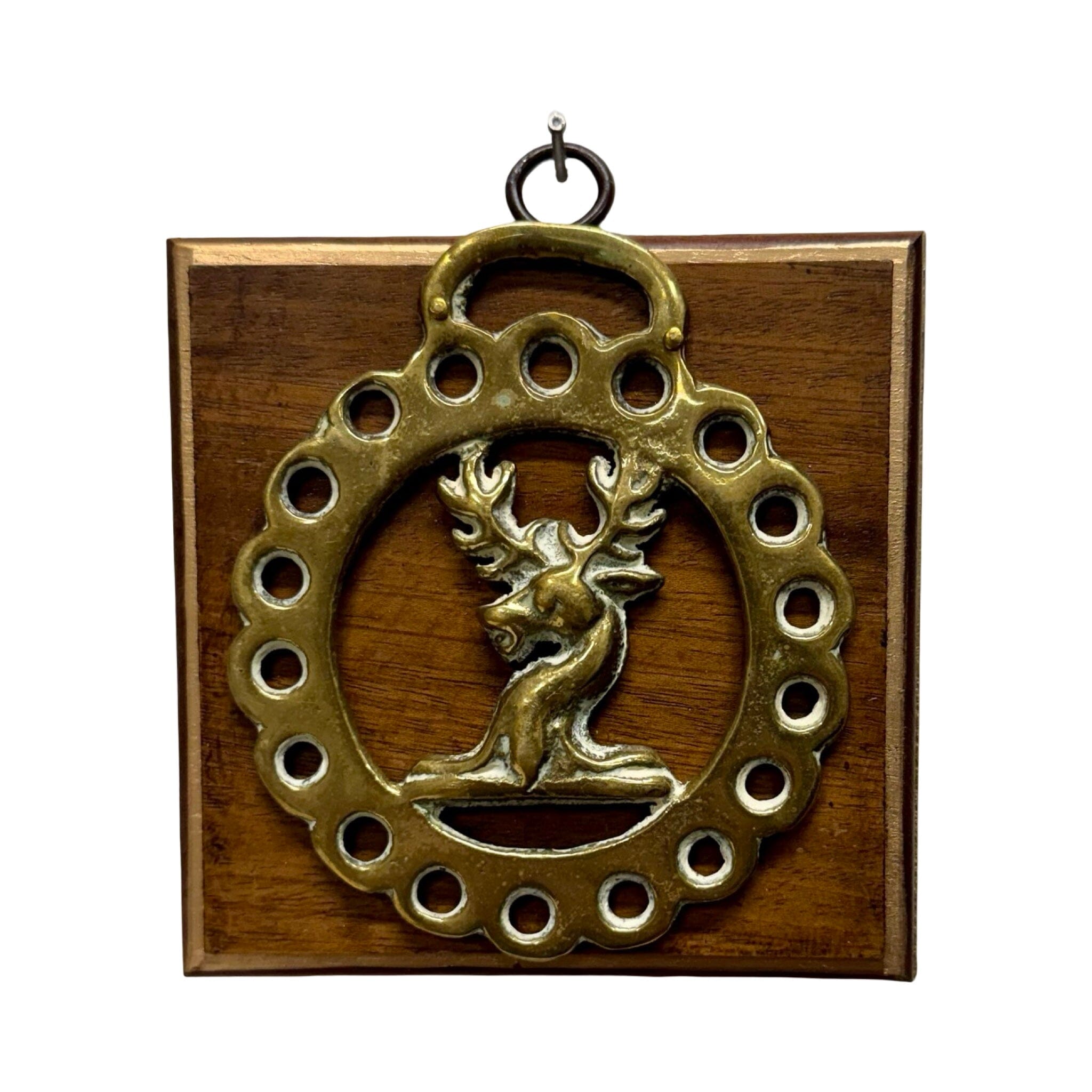 Wooden Frame with Stag Horse Brass (#10786 | 4" x 1") Objet d'Art Museum Bees 
